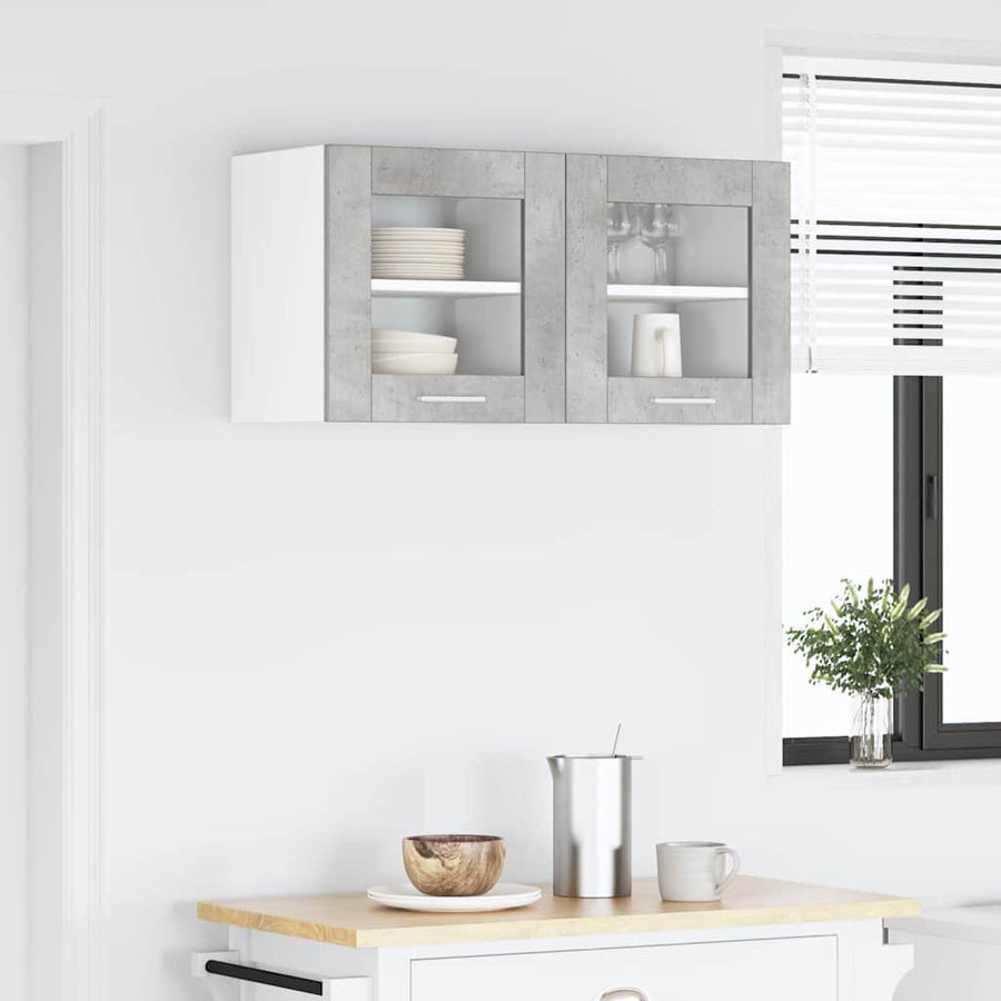 Hangkast Riga 2 pcs Beton Grijs 40 x 31 x 40 cm Bewerkt hout