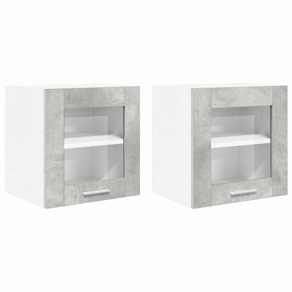 Hangkast Riga 2 pcs Beton Grijs 40 x 31 x 40 cm Bewerkt hout