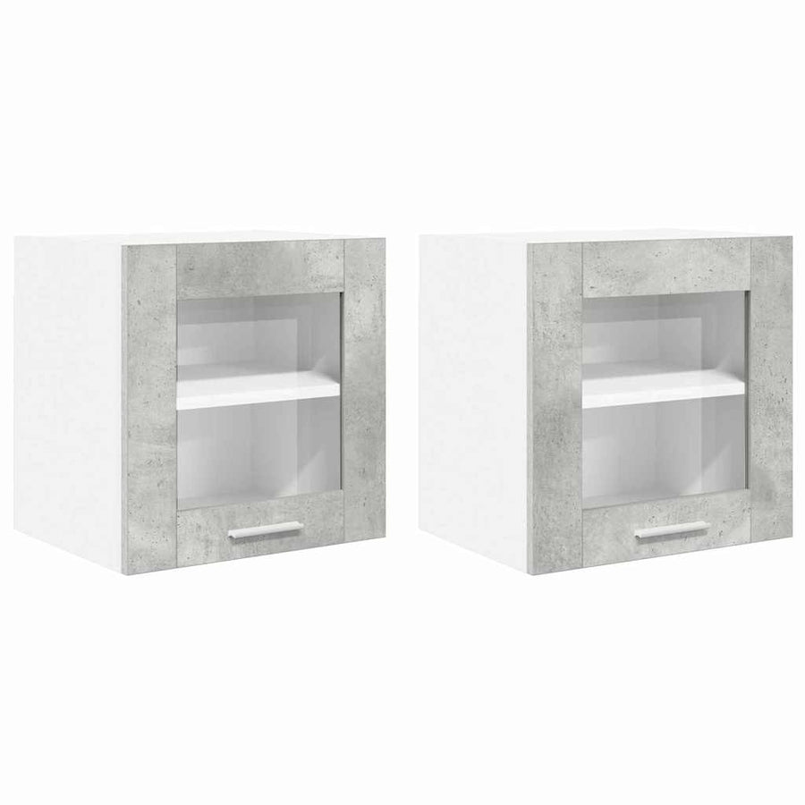 Hangkast Riga 2 pcs Beton Grijs 40 x 31 x 40 cm Bewerkt hout