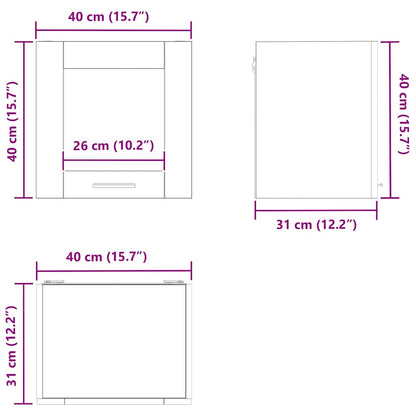 Hangkast Riga 2 pcs Beton Grijs 40 x 31 x 40 cm Bewerkt hout
