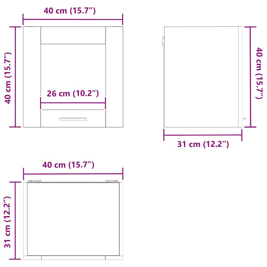 Hangkast Riga 2 pcs Gerookt eiken 40 x 31 x 40 cm Bewerkt hout