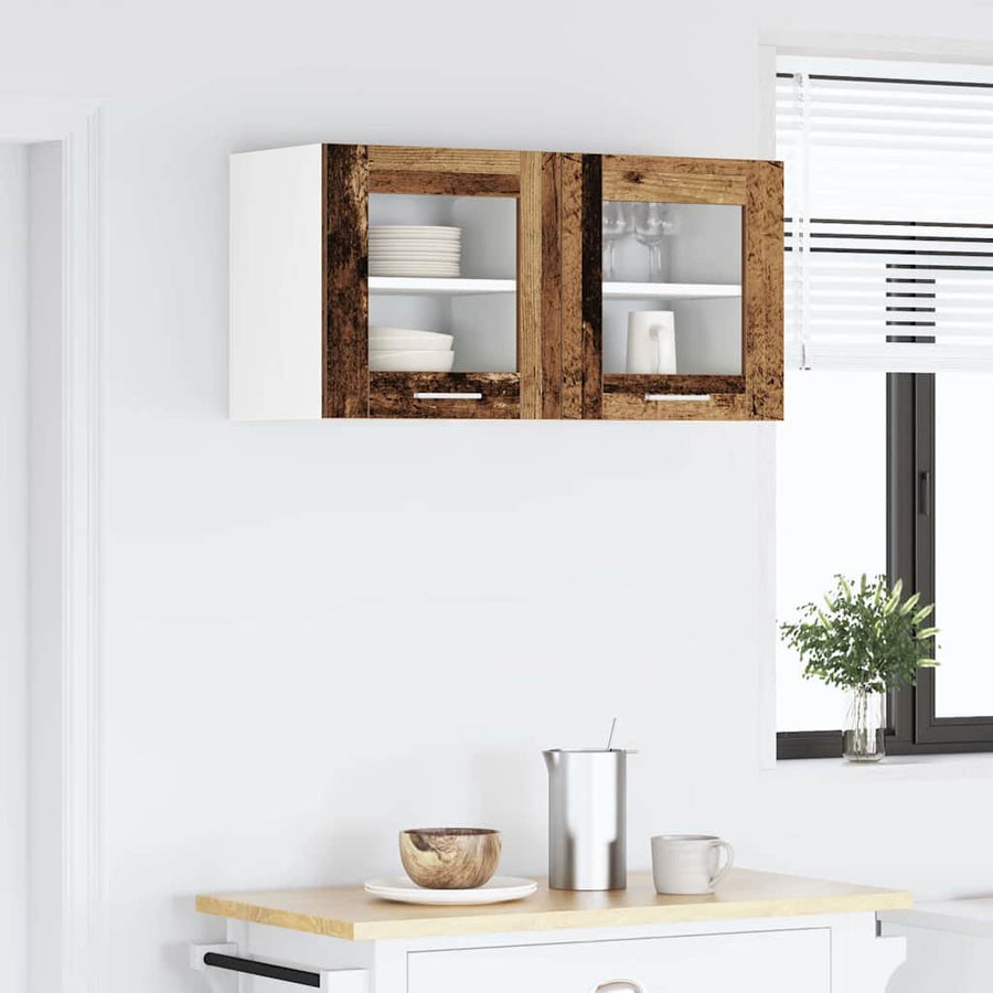 Hangkast Riga 2 pcs Oud Hout 40 x 31 x 40 cm Bewerkt hout