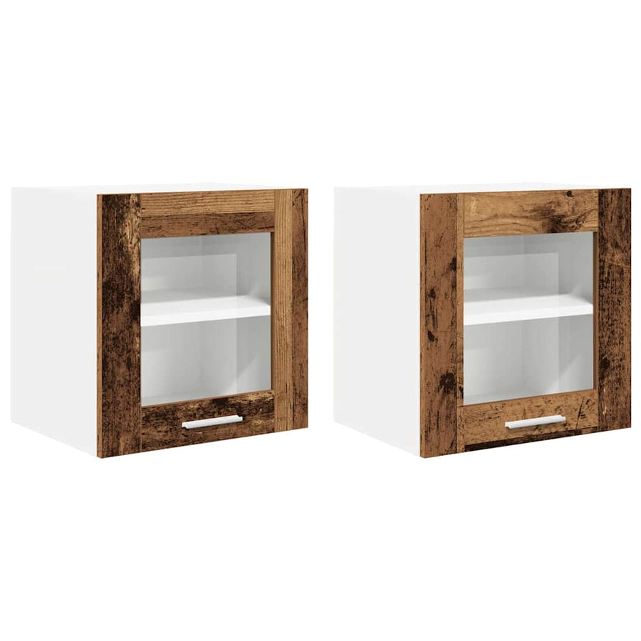 Hangkast Riga 2 pcs Oud Hout 40 x 31 x 40 cm Bewerkt hout