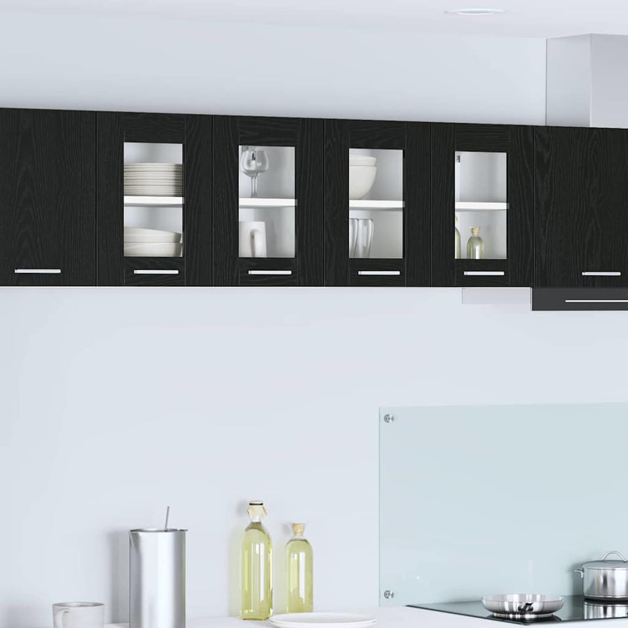 Hangkast Riga 2 pcs Zwart Eiken 60 x 31 x 40 cm Bewerkt hout