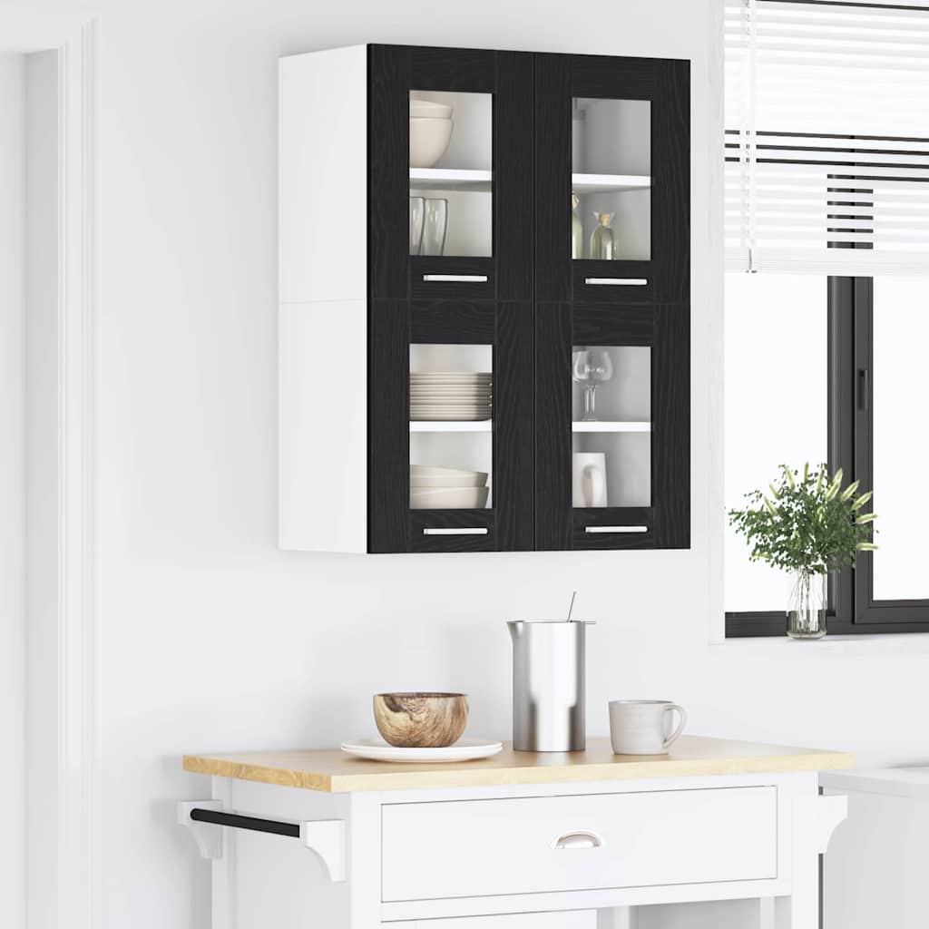 Hangkast Riga 2 pcs Zwart Eiken 60 x 31 x 40 cm Bewerkt hout