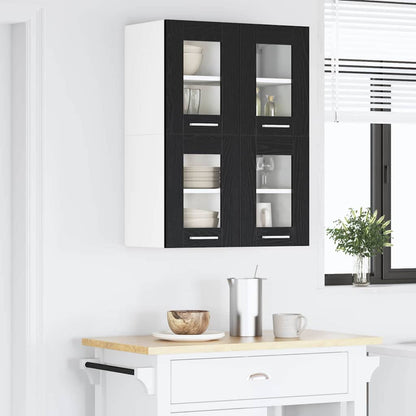 Hangkast Riga 2 pcs Zwart Eiken 60 x 31 x 40 cm Bewerkt hout