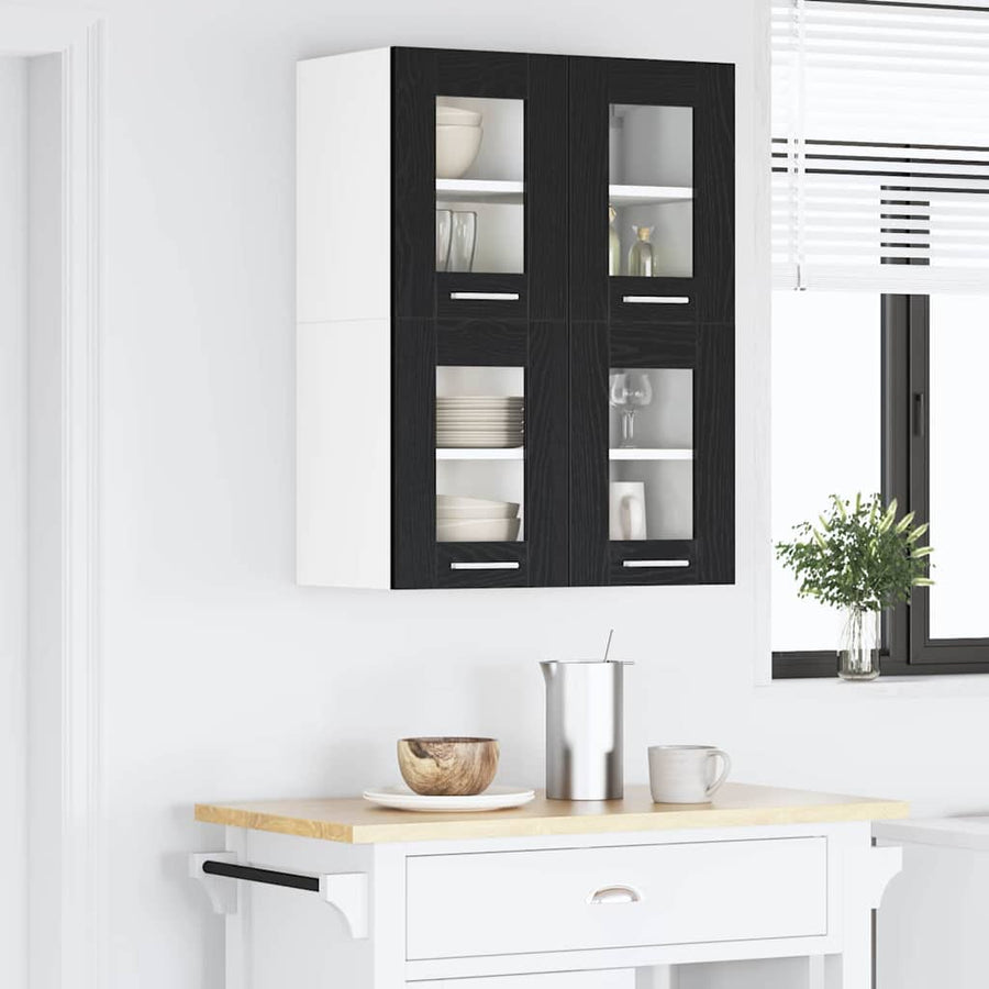 Hangkast Riga 2 pcs Zwart Eiken 60 x 31 x 40 cm Bewerkt hout