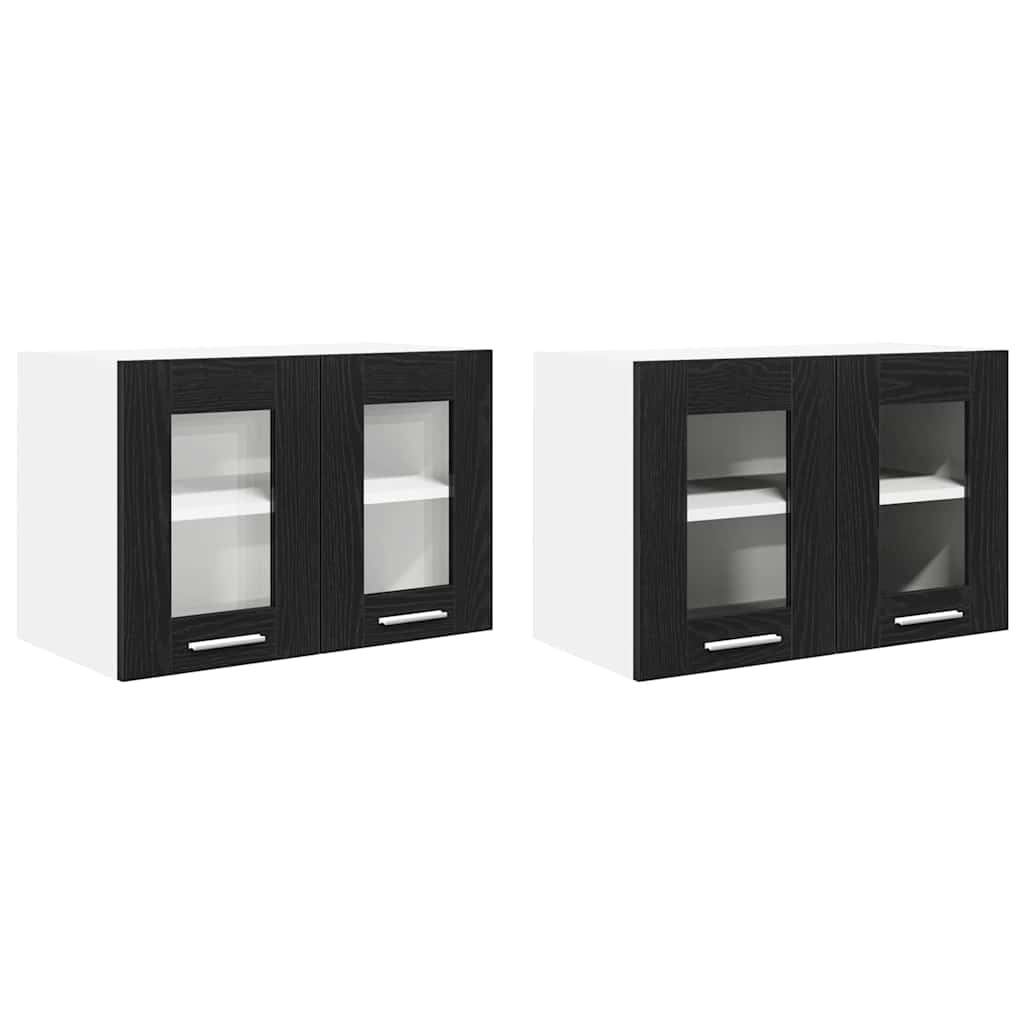 Hangkast Riga 2 pcs Zwart Eiken 60 x 31 x 40 cm Bewerkt hout