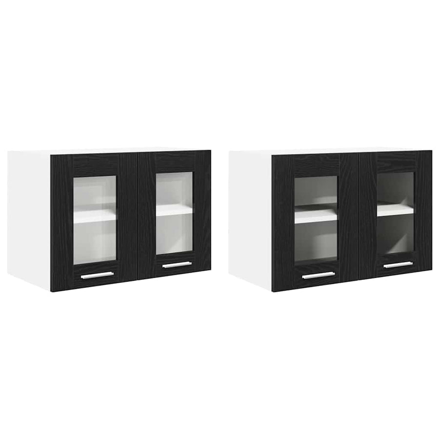 Hangkast Riga 2 pcs Zwart Eiken 60 x 31 x 40 cm Bewerkt hout