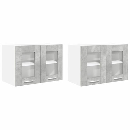 Hangkast Riga 2 pcs Beton Grijs 60 x 31 x 40 cm Bewerkt hout