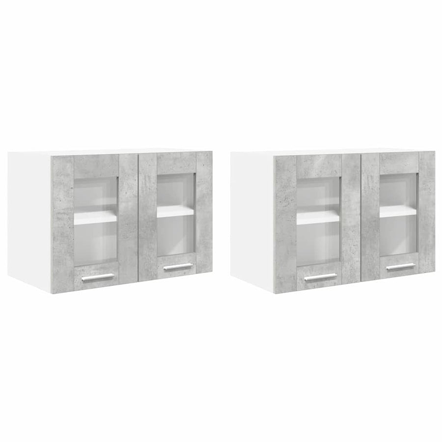Hangkast Riga 2 pcs Beton Grijs 60 x 31 x 40 cm Bewerkt hout