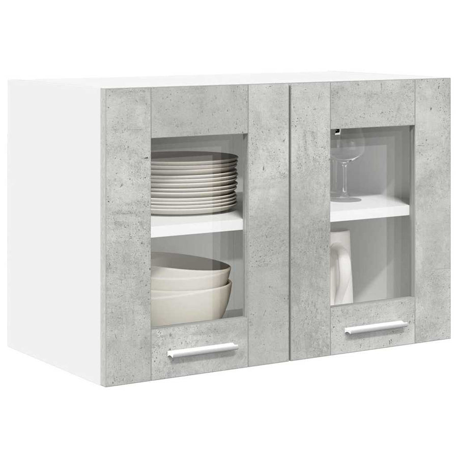 Hangkast Riga 2 pcs Beton Grijs 60 x 31 x 40 cm Bewerkt hout
