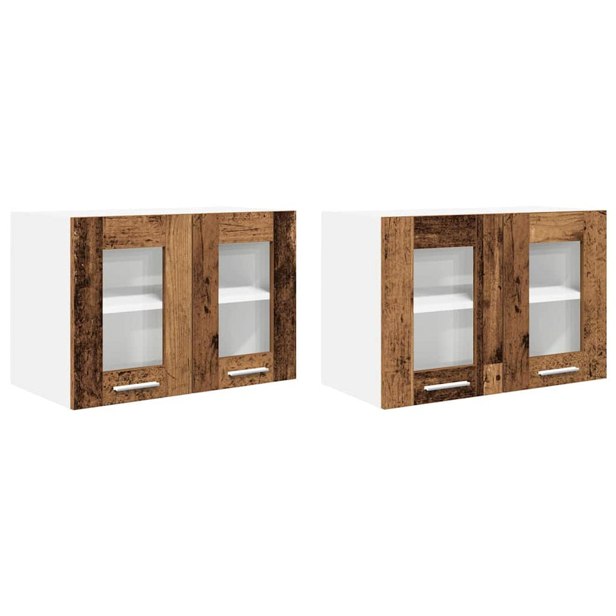 Hangkast Riga 2 pcs Oud Hout 60 x 31 x 40 cm Bewerkt hout