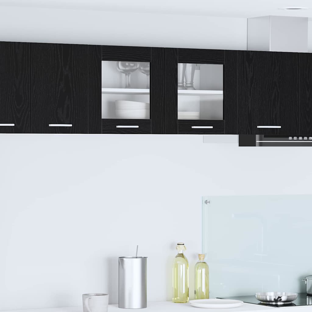 Hangkast Riga Zwarte Eik en Wit 80 x 31 x 40 cm Bewerkt hout