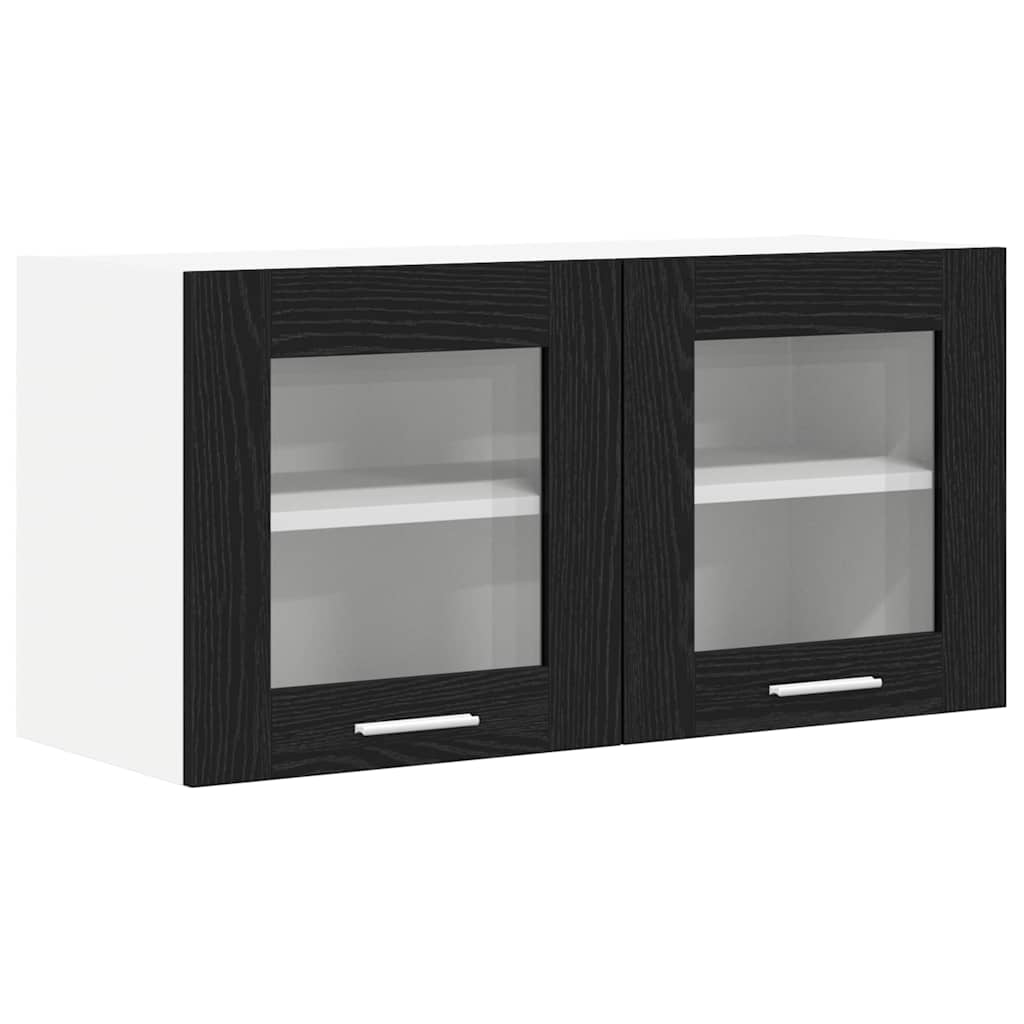 Hangkast Riga Zwarte Eik en Wit 80 x 31 x 40 cm Bewerkt hout