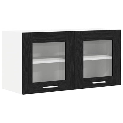 Hangkast Riga Zwarte Eik en Wit 80 x 31 x 40 cm Bewerkt hout