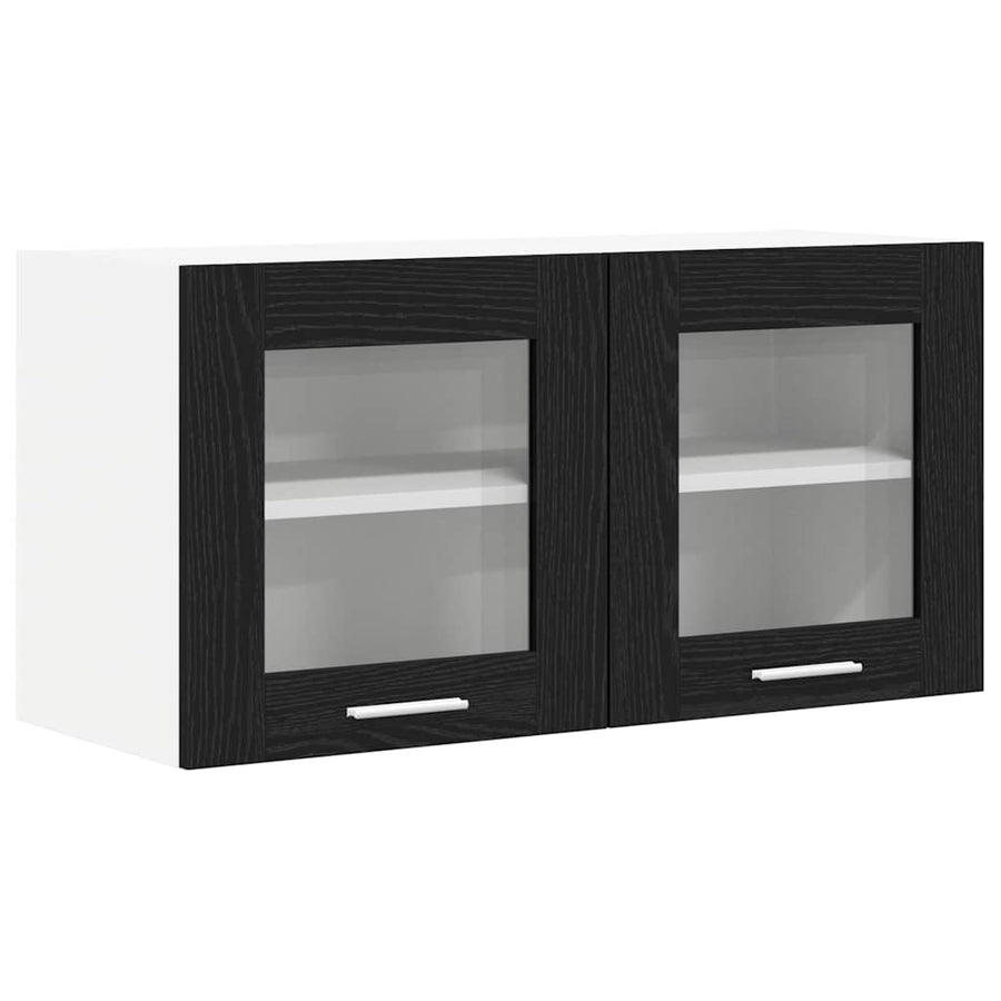 Hangkast Riga Zwarte Eik en Wit 80 x 31 x 40 cm Bewerkt hout