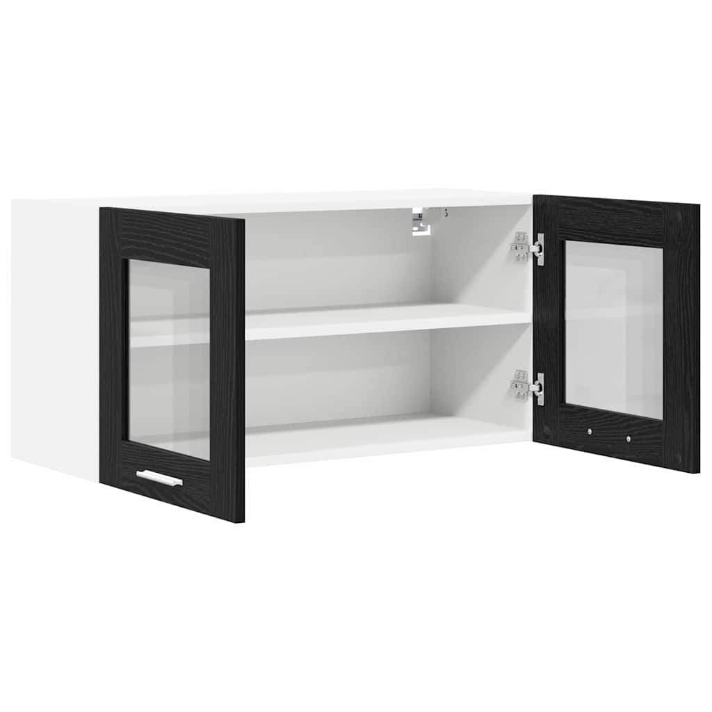 Hangkast Riga Zwarte Eik en Wit 80 x 31 x 40 cm Bewerkt hout