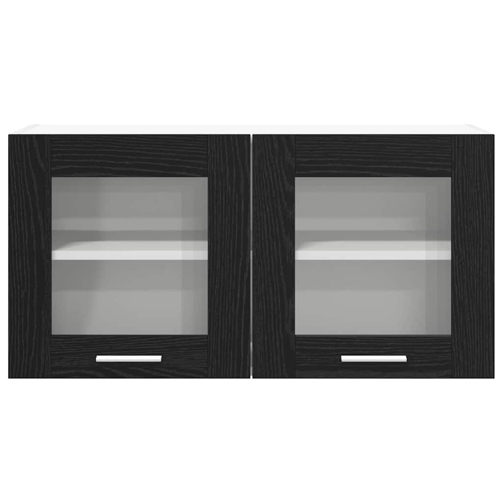 Hangkast Riga Zwarte Eik en Wit 80 x 31 x 40 cm Bewerkt hout