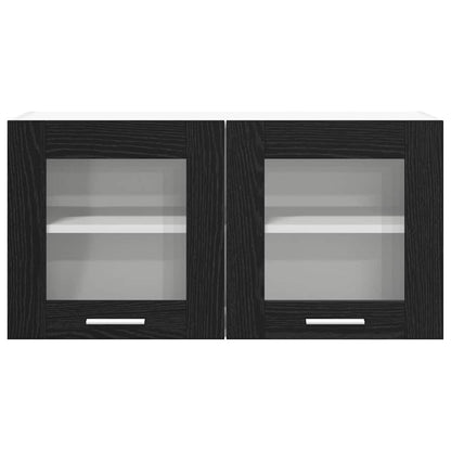 Hangkast Riga Zwarte Eik en Wit 80 x 31 x 40 cm Bewerkt hout