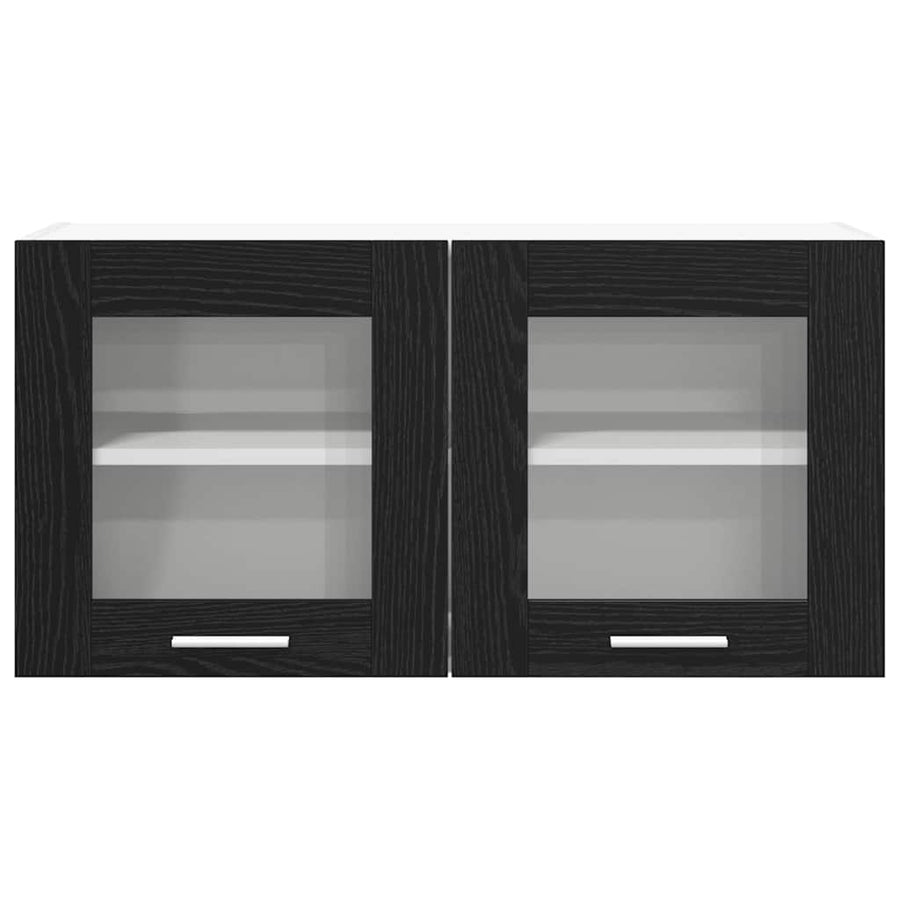 Hangkast Riga Zwarte Eik en Wit 80 x 31 x 40 cm Bewerkt hout