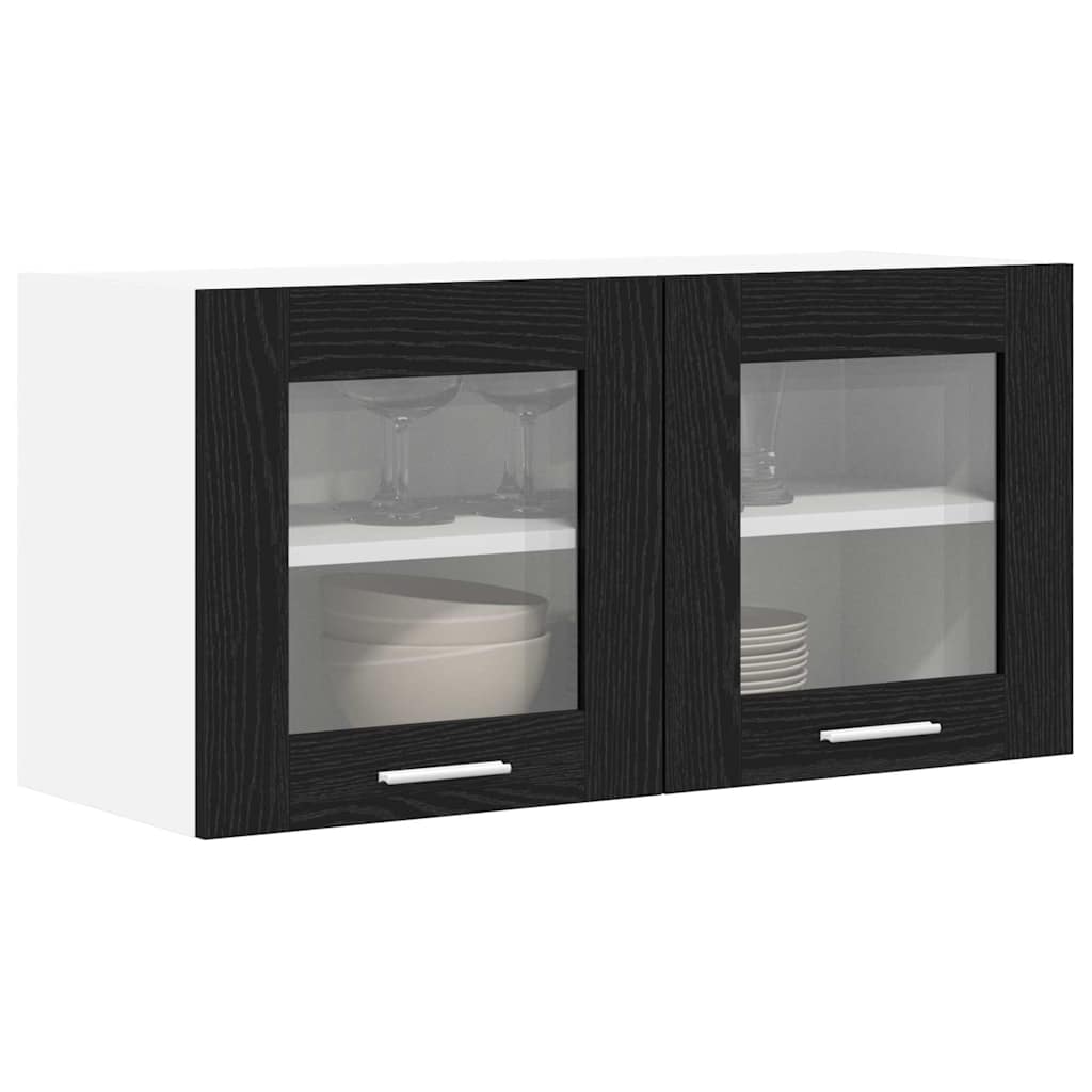 Hangkast Riga Zwarte Eik en Wit 80 x 31 x 40 cm Bewerkt hout