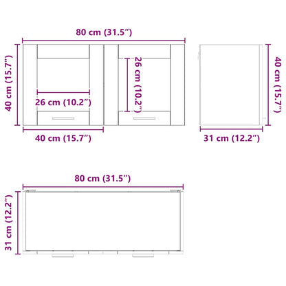 Hangkast Riga Zwarte Eik en Wit 80 x 31 x 40 cm Bewerkt hout
