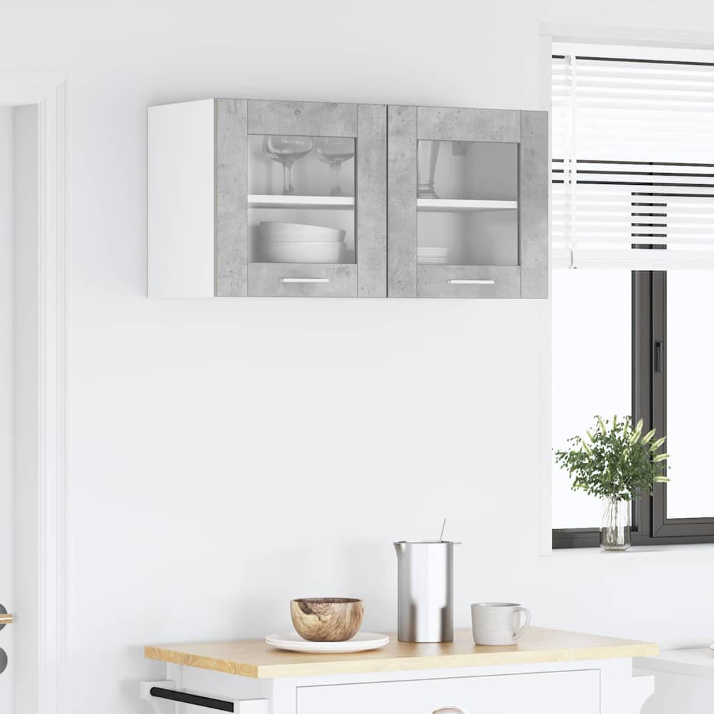 Hangkast Beton Grijs en Wit 80 x 31 x 40 cm Bewerkt hout