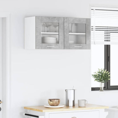 Hangkast Beton Grijs en Wit 80 x 31 x 40 cm Bewerkt hout