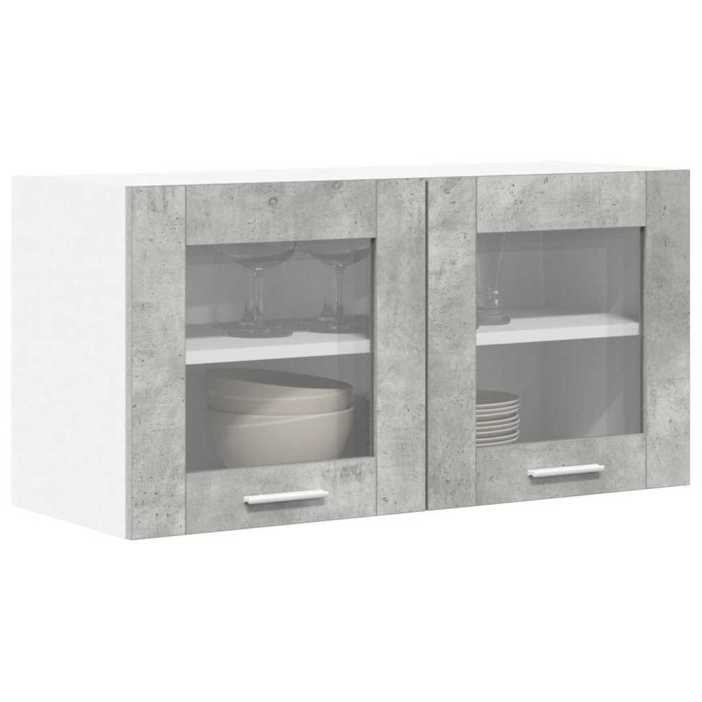 Hangkast Beton Grijs en Wit 80 x 31 x 40 cm Bewerkt hout