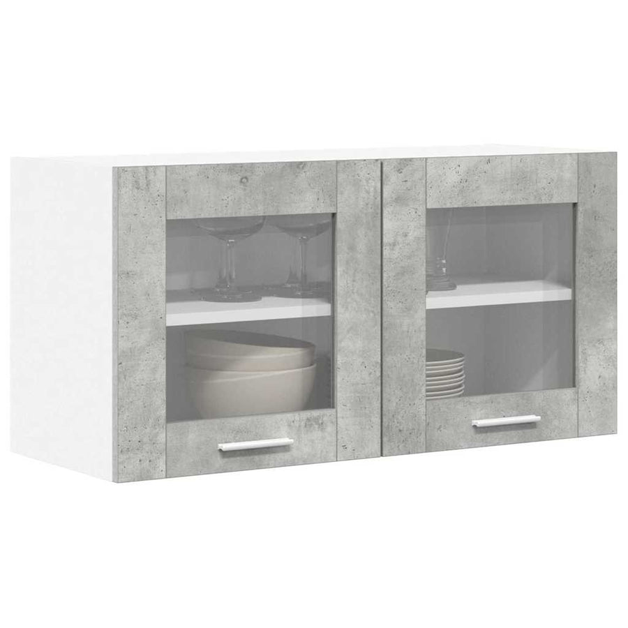 Hangkast Beton Grijs en Wit 80 x 31 x 40 cm Bewerkt hout
