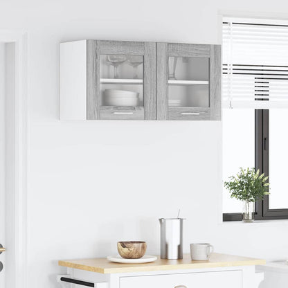 Hangkast Riga Grijs Sonoma en Wit 80 x 31 x 40 cm Bewerkt hout
