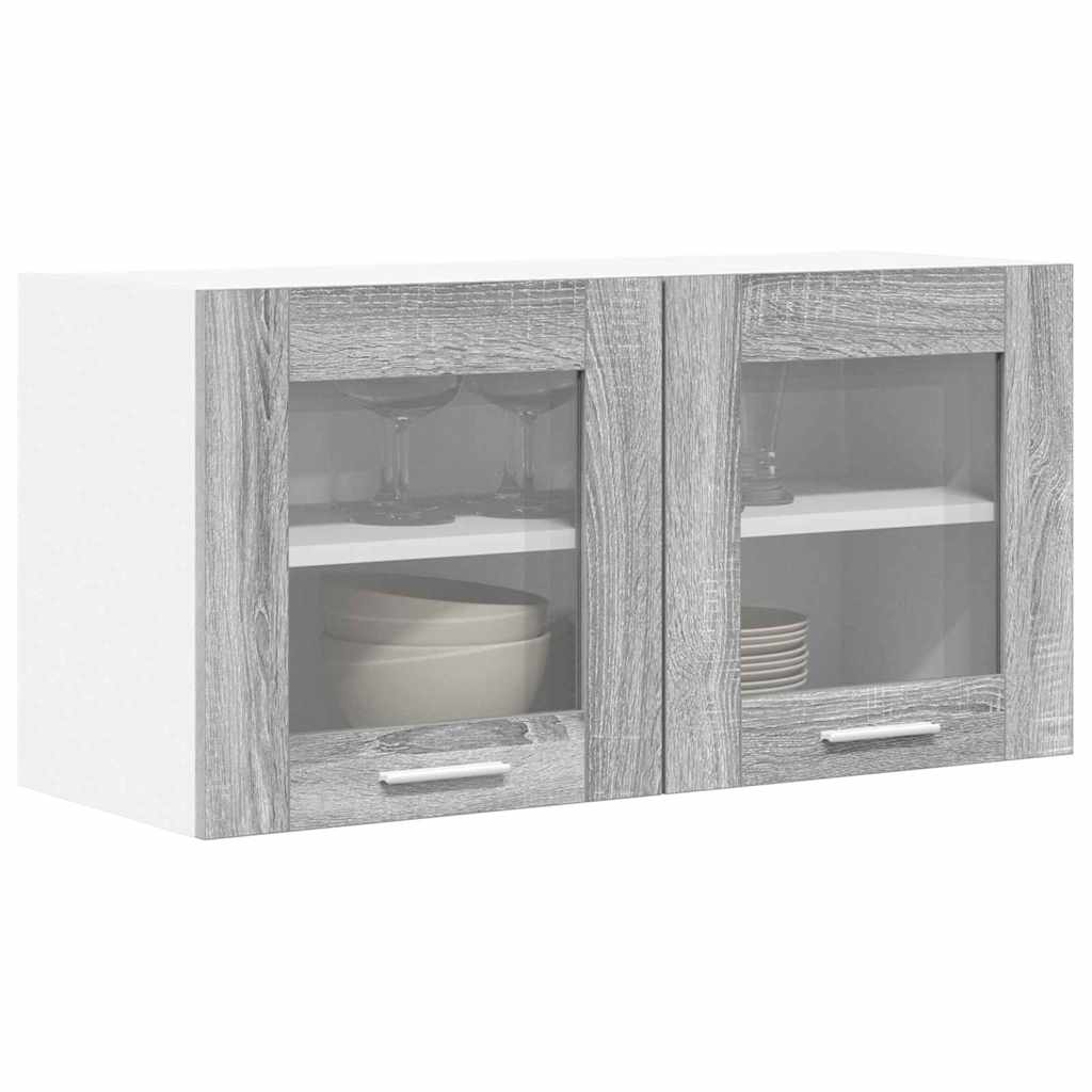 Hangkast Riga Grijs Sonoma en Wit 80 x 31 x 40 cm Bewerkt hout