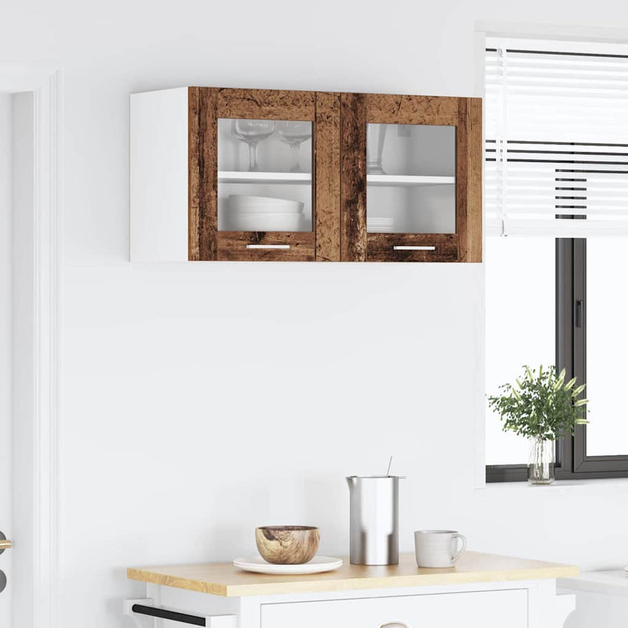 Hangkast Riga Oude Hout en Wit 80 x 31 x 40 cm Bewerkt hout
