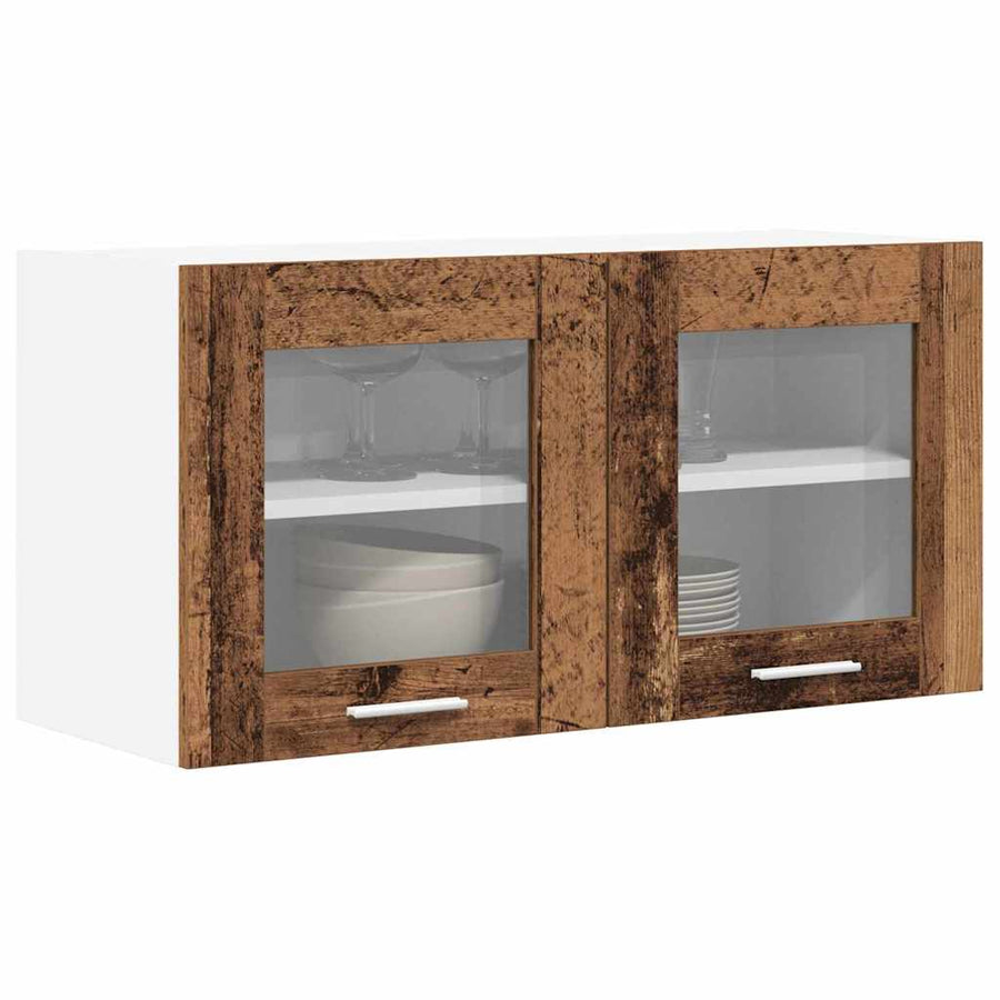 Hangkast Riga Oude Hout en Wit 80 x 31 x 40 cm Bewerkt hout