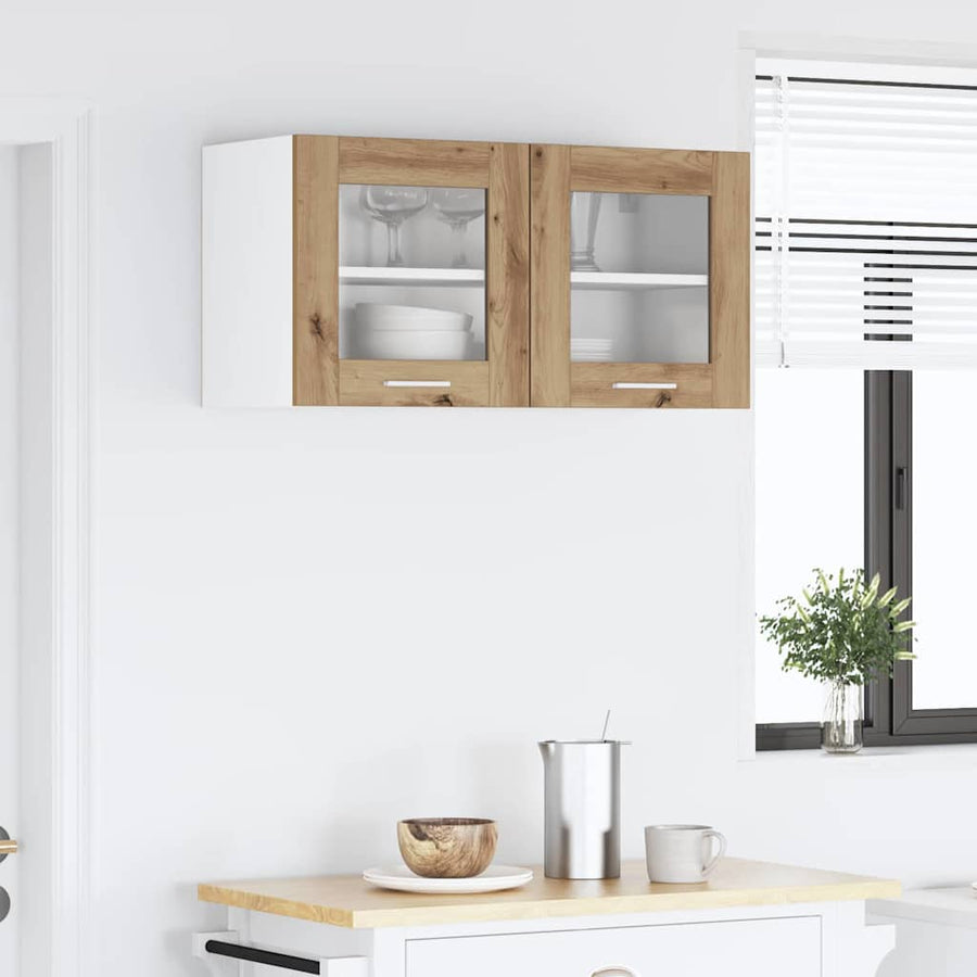 Hangkast Riga Ambachtelijke Eik en Wit 80 x 31 x 40 cm