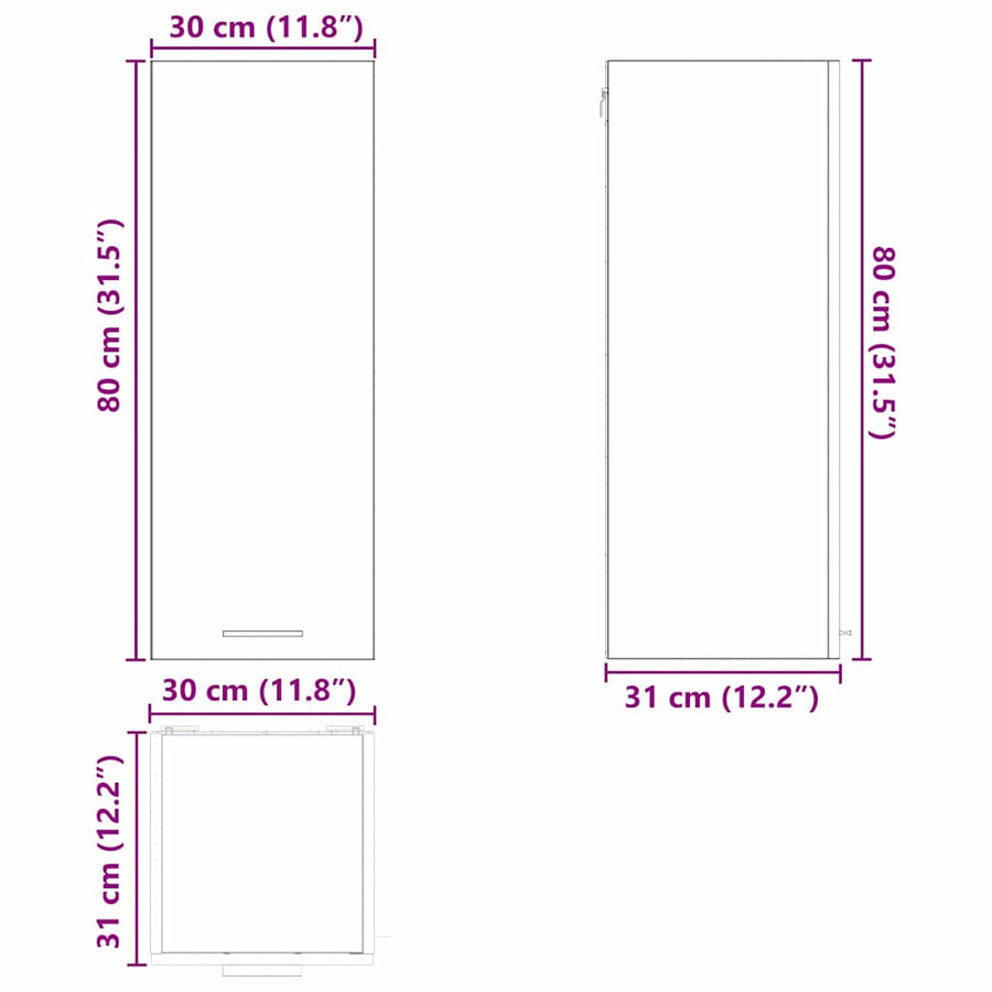 Hangkast met plank Riga 2 pcs Wit 30 x 31 x 80 cm Bewerkt hout