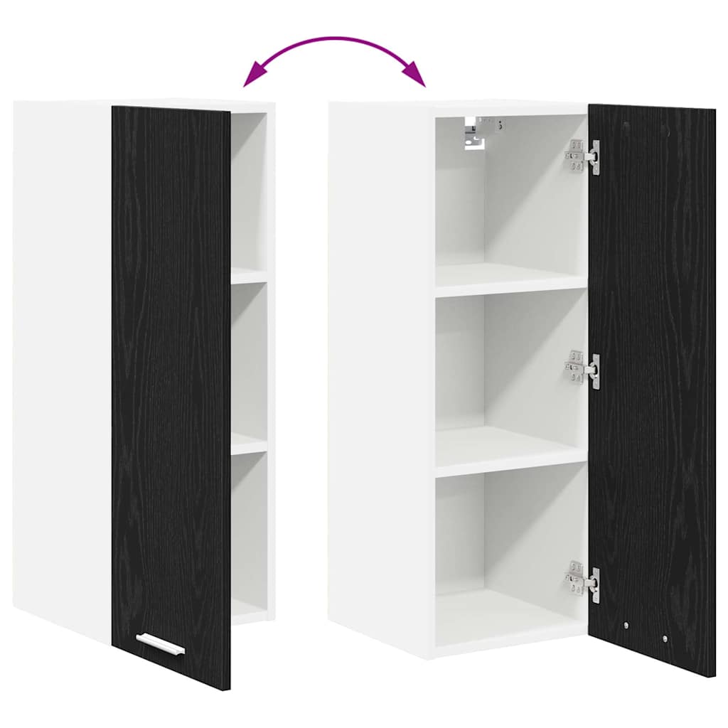 Hangkast Riga Zwarte Eik en Wit 30 x 31 x 80 cm Bewerkt hout