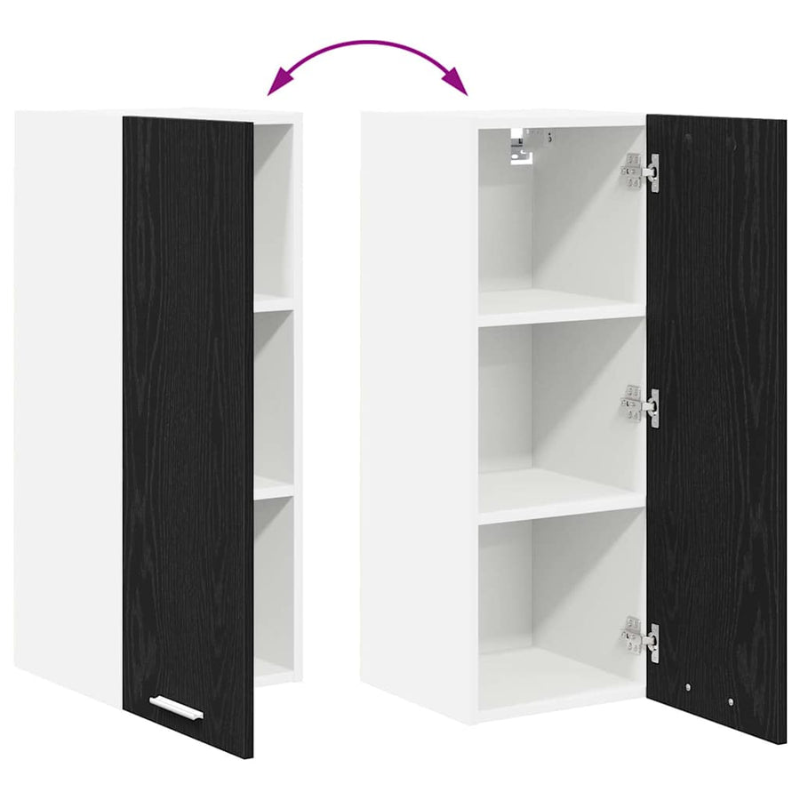 Hangkast Riga Zwarte Eik en Wit 30 x 31 x 80 cm Bewerkt hout