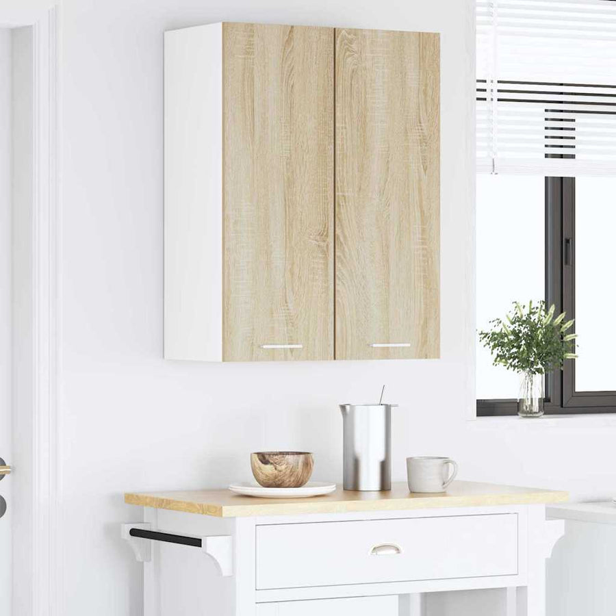 Hangkast met plank Riga 2 pcs Sonoma Eik en Wit 30 x 31 x 80 cm