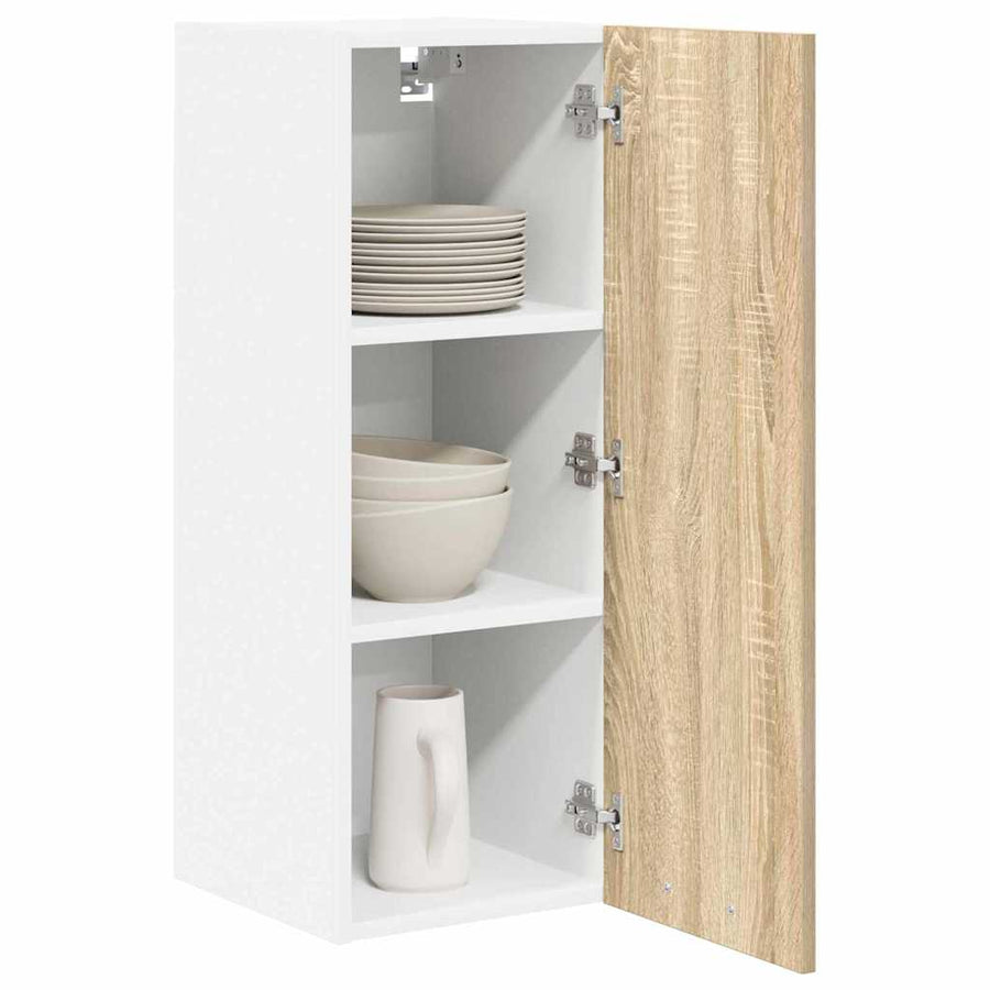 Hangkast met plank Riga 2 pcs Sonoma Eik en Wit 30 x 31 x 80 cm