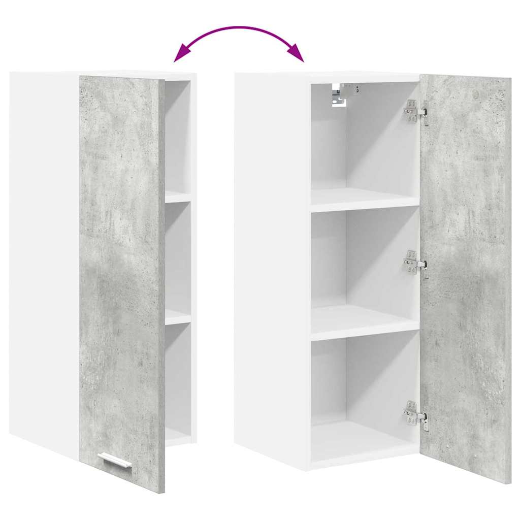 Hangkast Riga Beton Grijs en Wit 30 x 31 x 80 cm Bewerkt hout