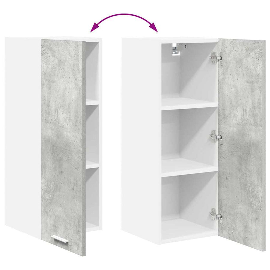 Hangkast Riga Beton Grijs en Wit 30 x 31 x 80 cm Bewerkt hout
