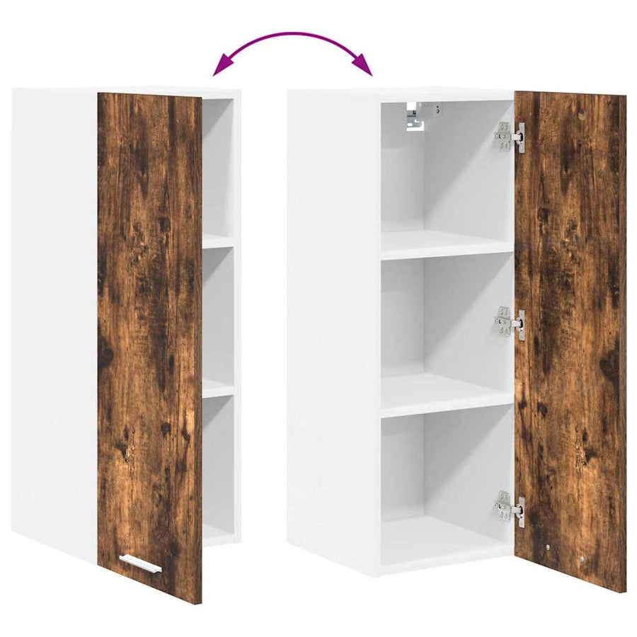 Hangkast Riga Gerookte Eik en Wit 30 x 31 x 80 cm Bewerkt hout