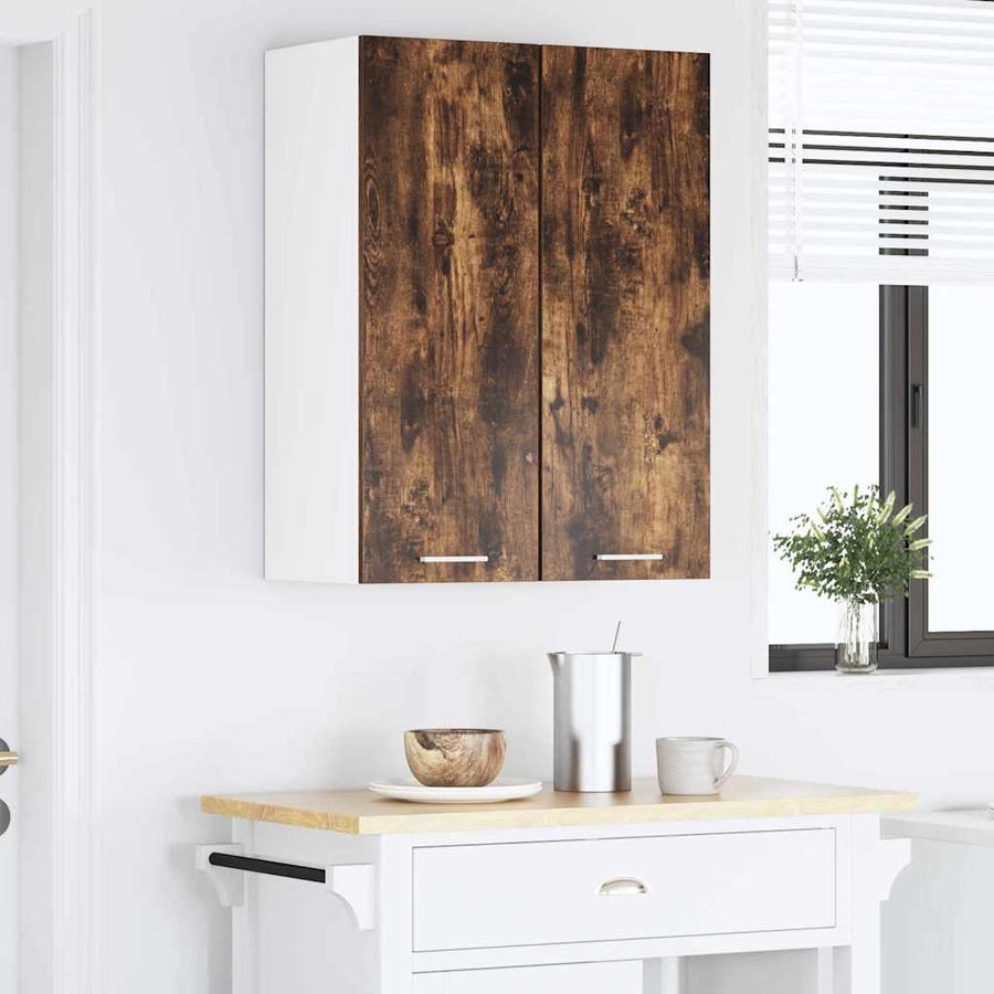 Hangkast Riga 2 pcs Gerookte Eik en Wit 30 x 31 x 80 cm