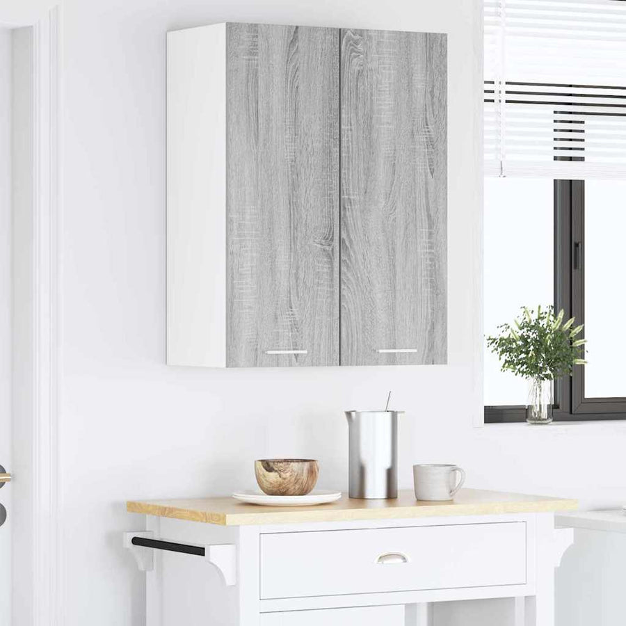 Hangkast Riga Grijs Sonoma en Wit 30 x 31 x 80 cm Bewerkt hout