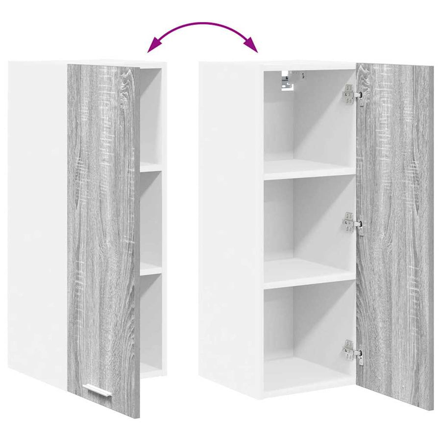Hangkast Riga Grijs Sonoma en Wit 30 x 31 x 80 cm Bewerkt hout