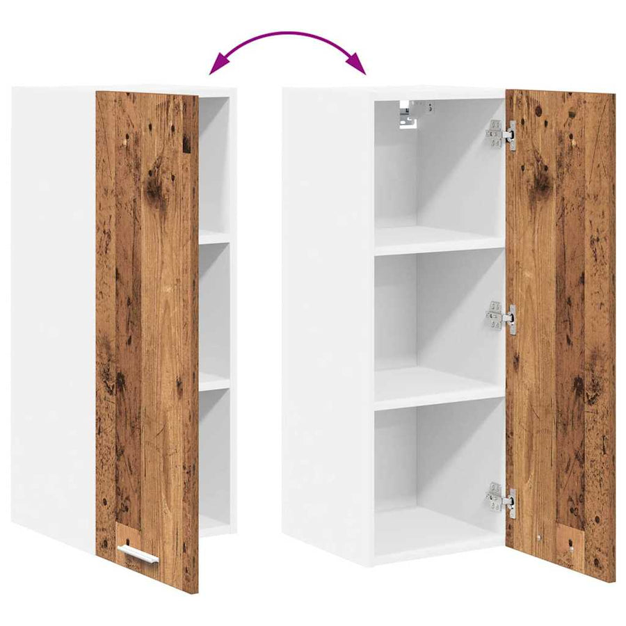 Hangkast Riga Oude Hout en Wit 30 x 31 x 80 cm Bewerkt hout