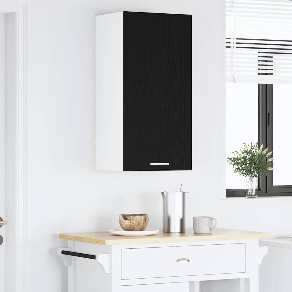Hangkast Riga Zwarte Eik en Wit 40 x 31 x 80 cm Bewerkt hout