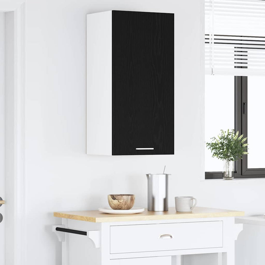 Hangkast Riga Zwarte Eik en Wit 40 x 31 x 80 cm Bewerkt hout